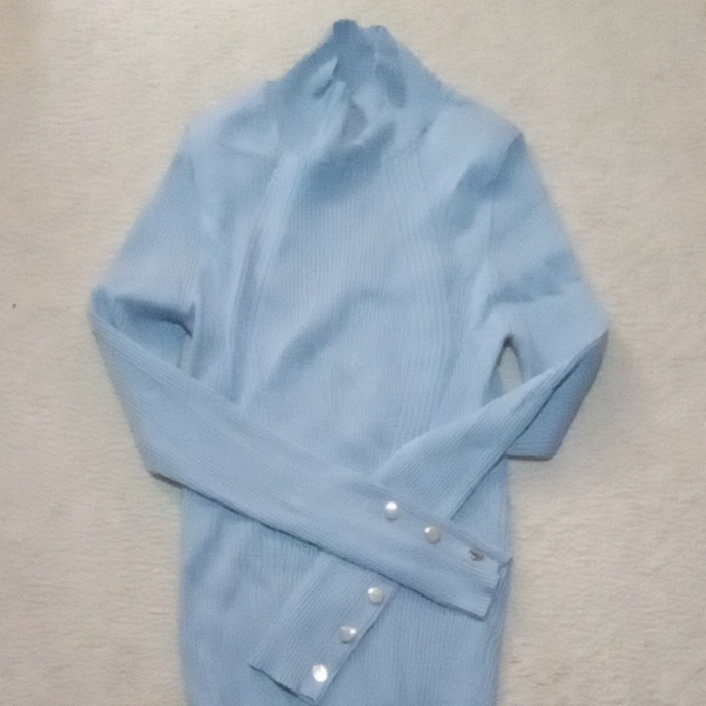 Blue Cowl Neck Sweater with Long Sleeves